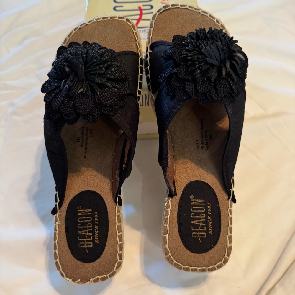 Beacon Black Espadrille Sandals – Comfortable Summer Slip‑On Shoes - never worn